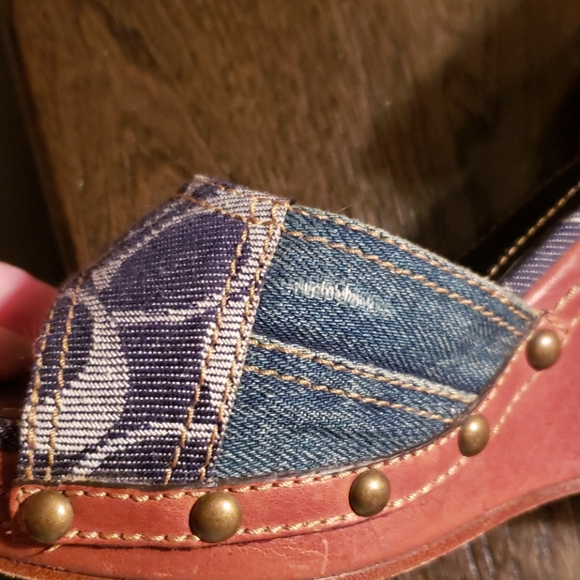 Coach Lynda Patchwork Leather Denim Snake Wedge 8 - Picture 4 of 16